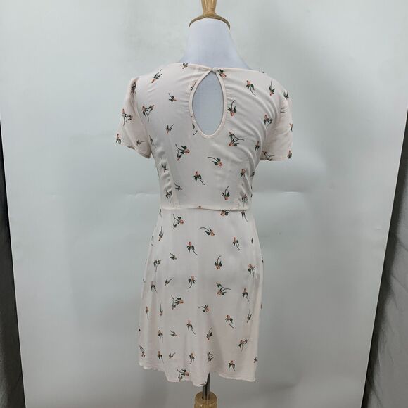 Free People Dress Womens 0 Light Pink Floral Keyhole Back Short Sleeve A Line - Picture 5 of 15